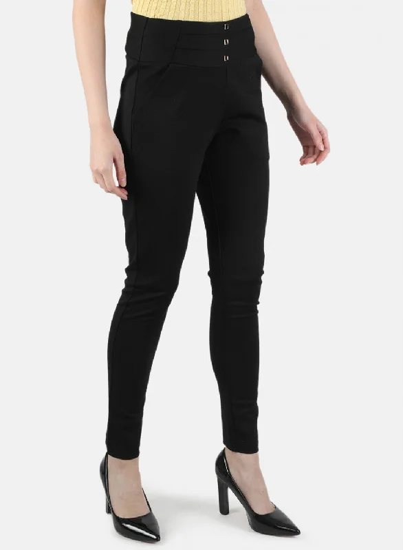 Women Black Plain Jegging