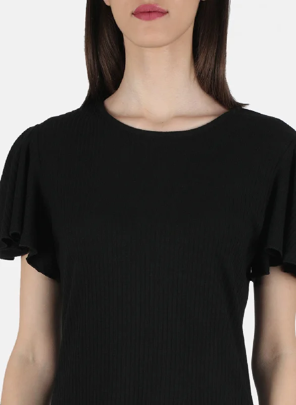 Women Black Plain Tunic