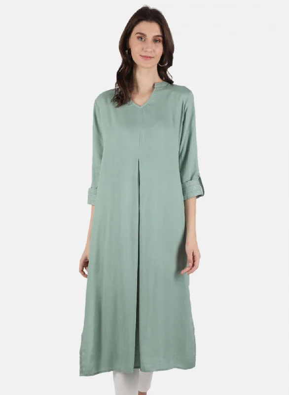 Women Green Plain Dress