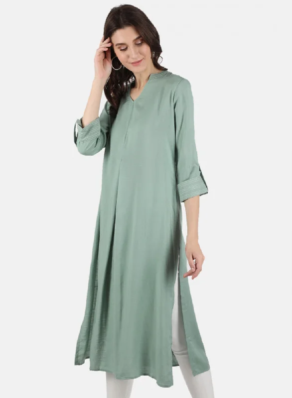 Women Green Plain Dress