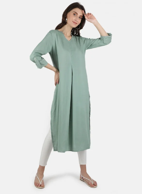 Women Green Plain Dress