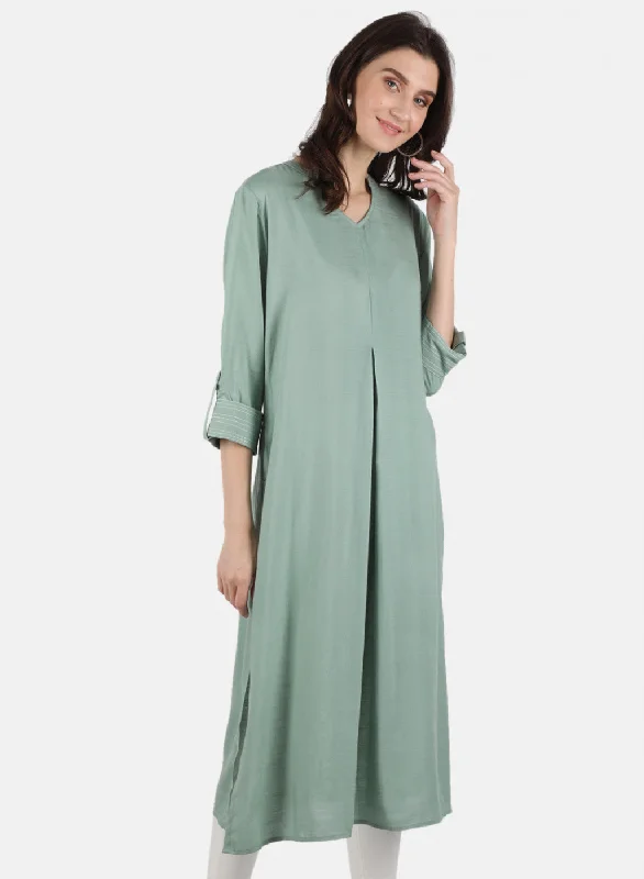 Women Green Plain Dress