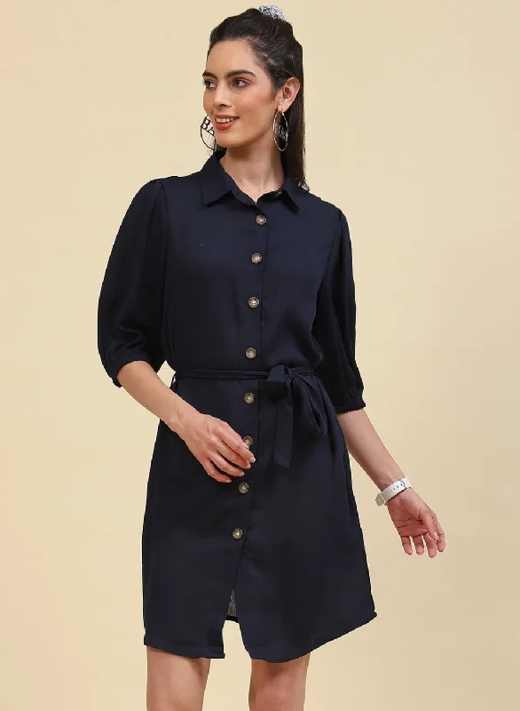 Women NAvy Blue Plain Tunic