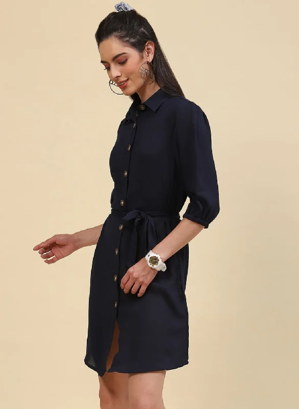 Women NAvy Blue Plain Tunic