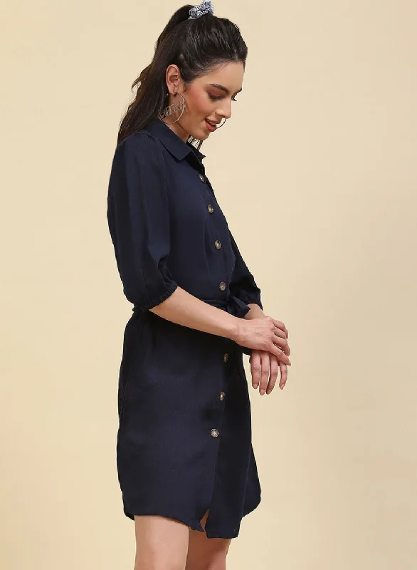 Women NAvy Blue Plain Tunic