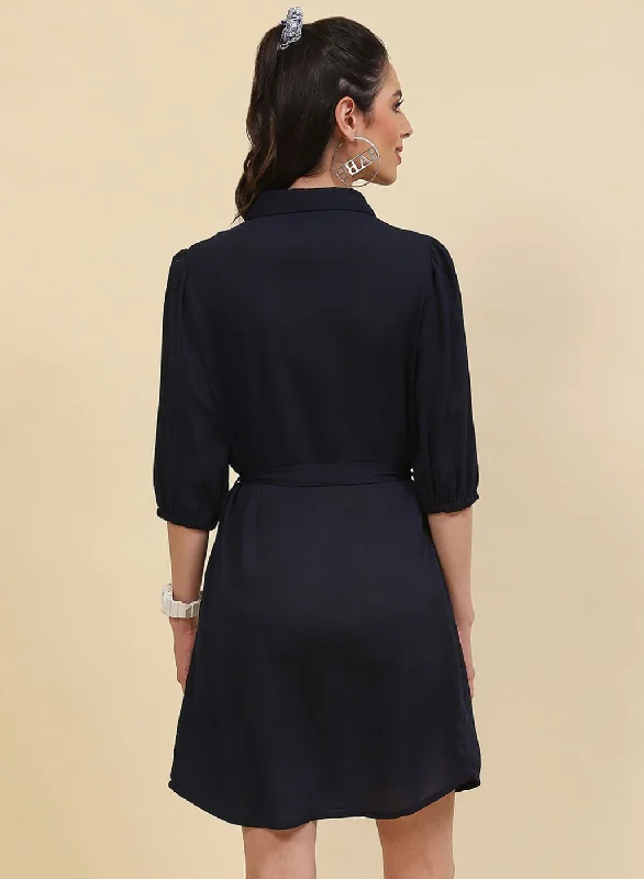 Women NAvy Blue Plain Tunic