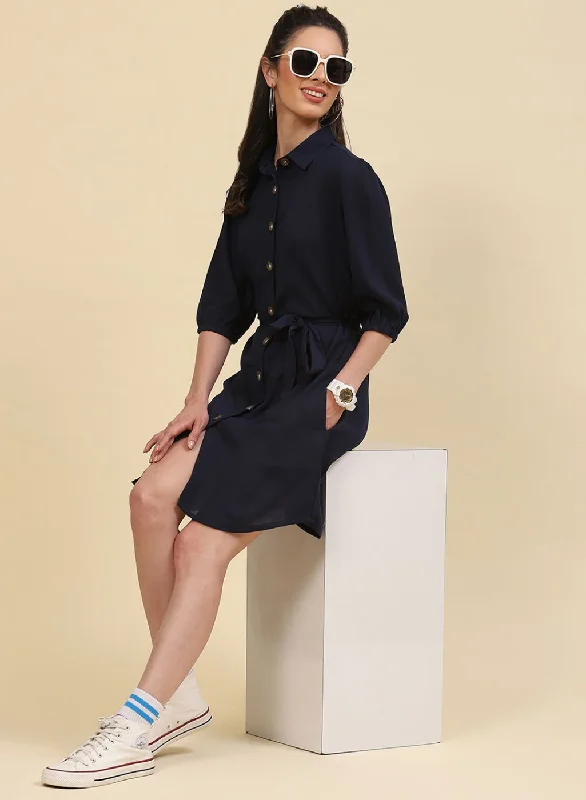 Women NAvy Blue Plain Tunic