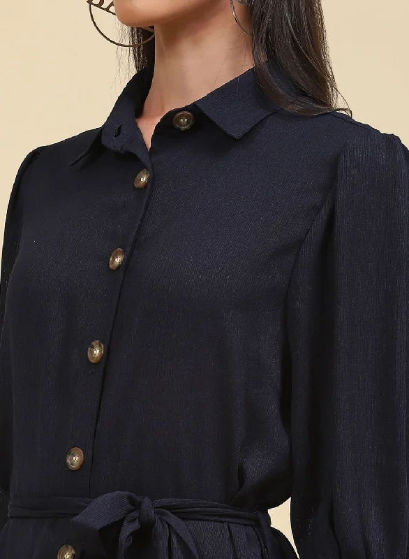 Women NAvy Blue Plain Tunic