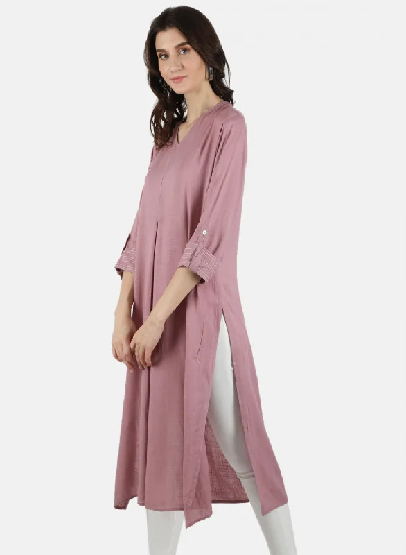 Women Purple Plain Dress