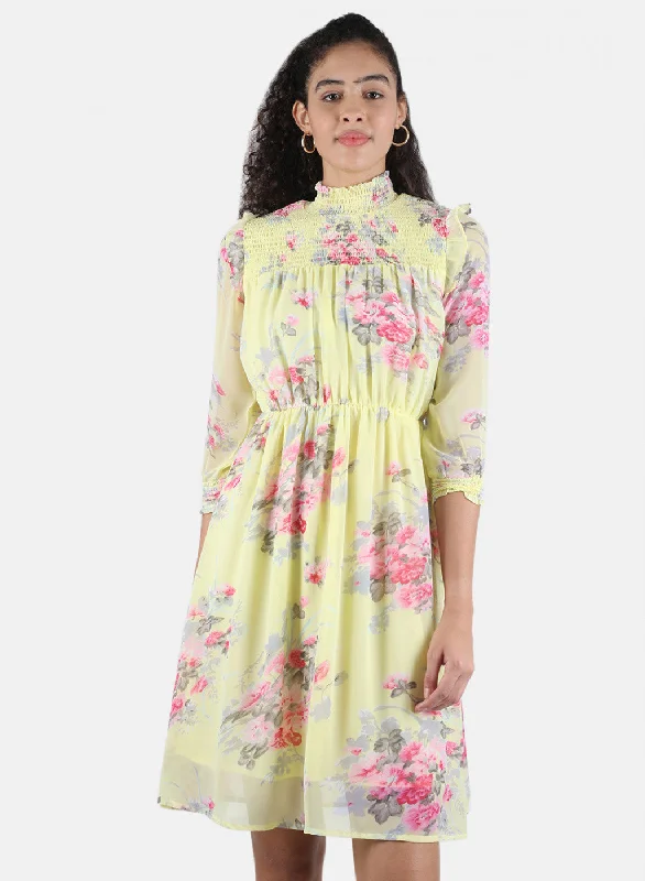 Women Yellow Printed Dress