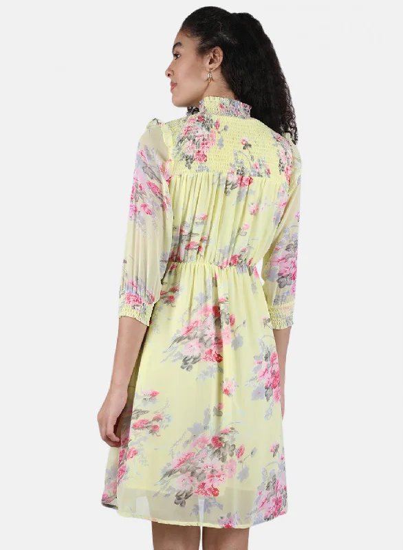 Women Yellow Printed Dress