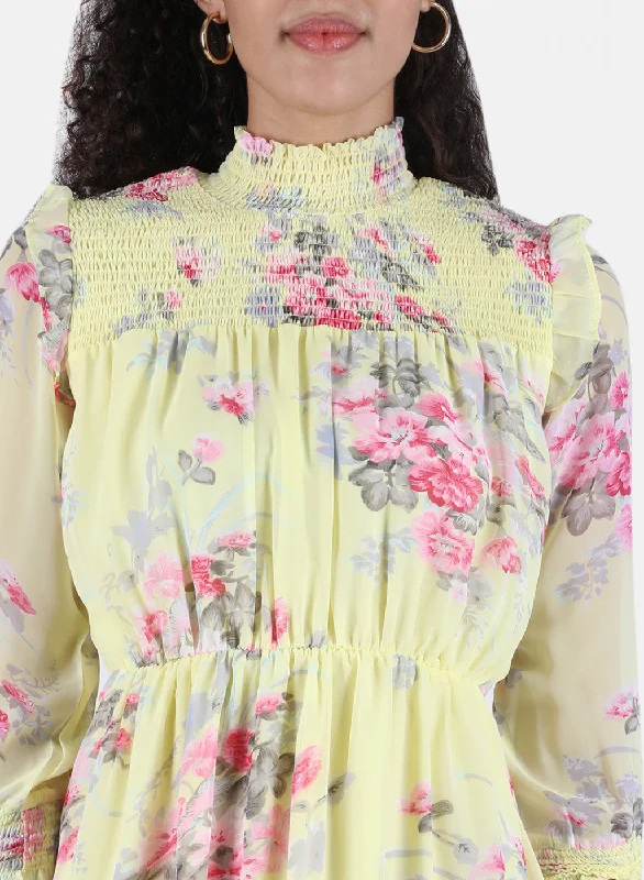 Women Yellow Printed Dress