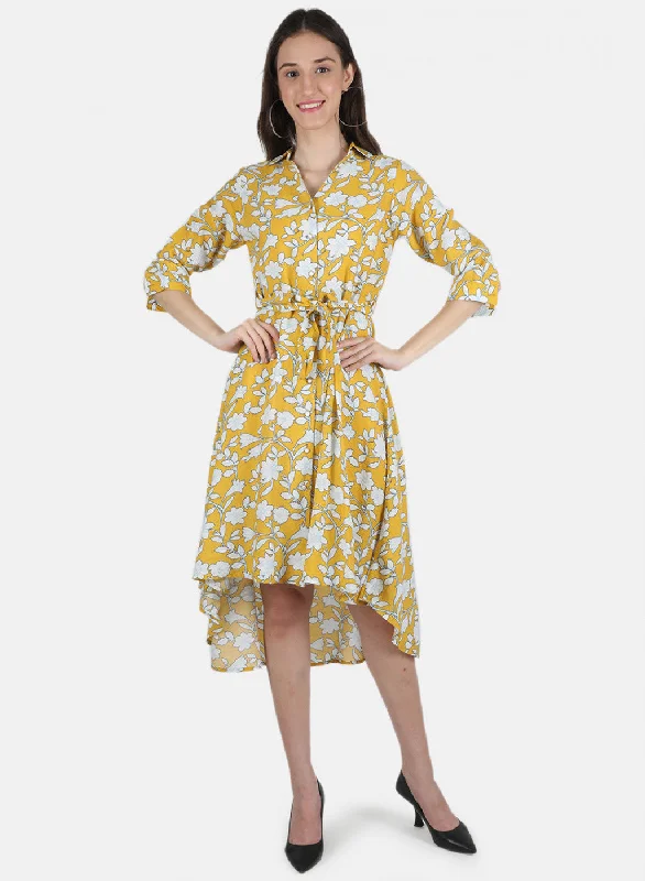 Women Yellow Printed Dress