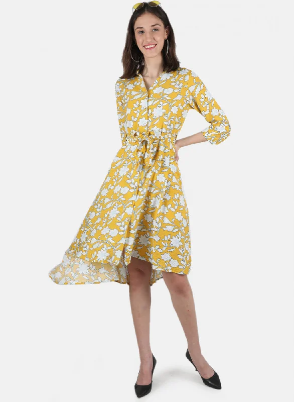 Women Yellow Printed Dress