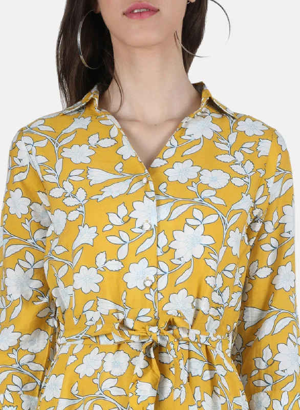 Women Yellow Printed Dress