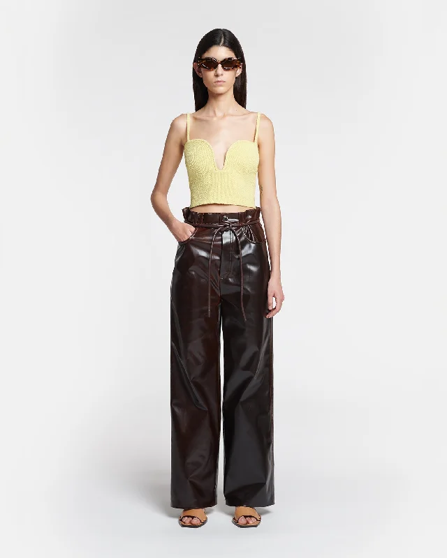 Sato - Belted Alt Vintage Leather Pants - Dark Brown