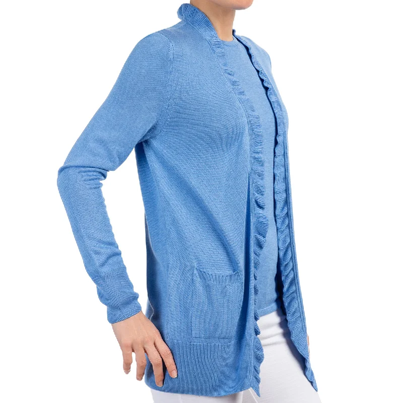 Silk Viscose Cardigan in French Blue