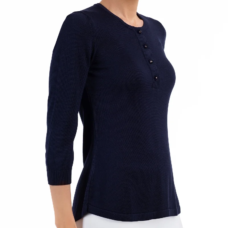 Silk Viscose Tunic in Navy