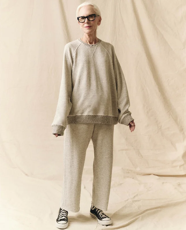 The Wide Leg Cropped Sweatpant. -- Soft Heather Grey