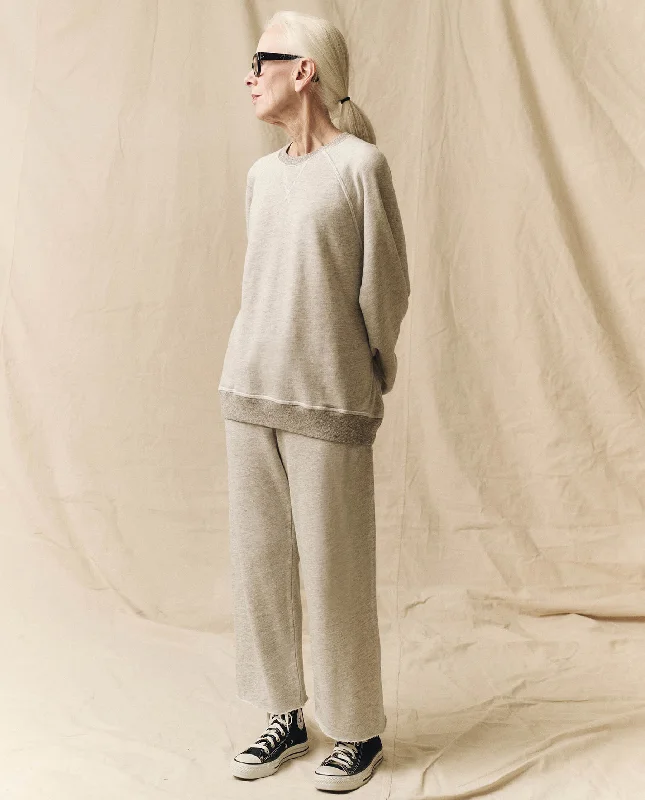 The Wide Leg Cropped Sweatpant. -- Soft Heather Grey