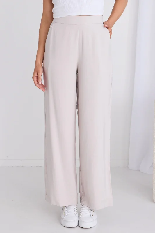 Effortless Bone Viscose Deep Band Wide Leg Pant