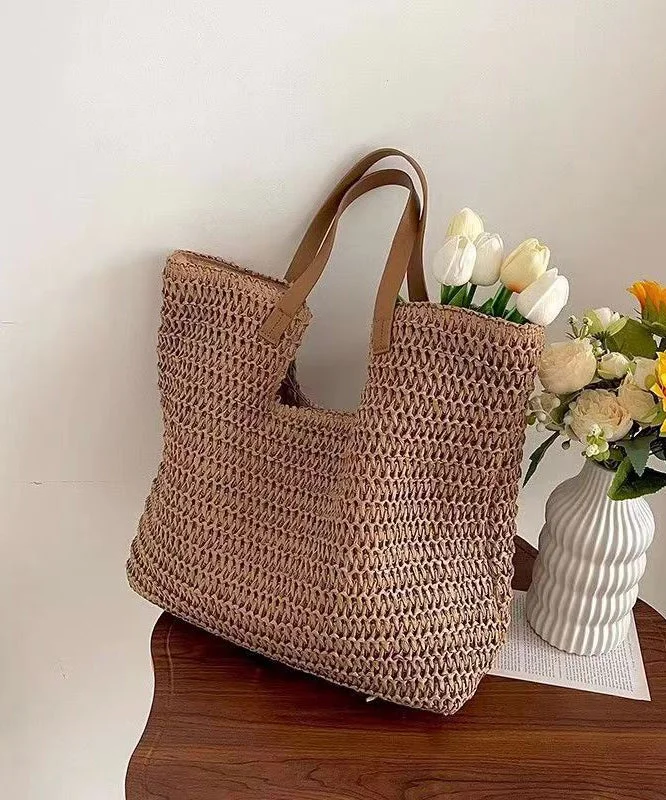 Fashionable Green Versatile Large Capacity Straw Woven Shoulder Bag