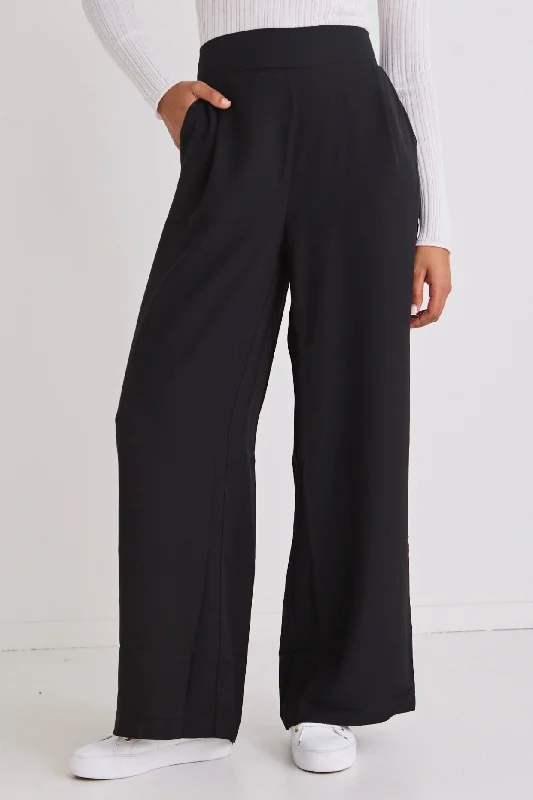 Instinctive Black Recycled Stretch Back Wide Leg Pant