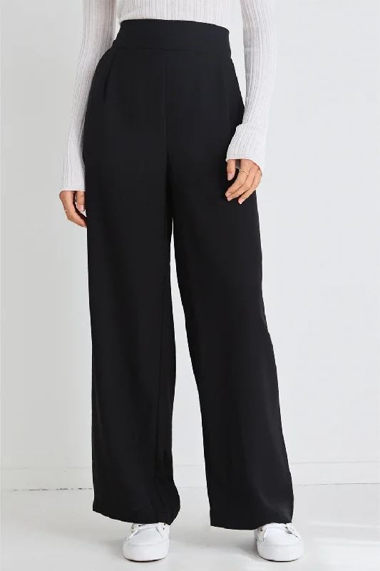 Instinctive Black Recycled Stretch Back Wide Leg Pant