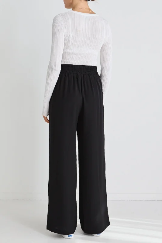 Instinctive Black Recycled Stretch Back Wide Leg Pant