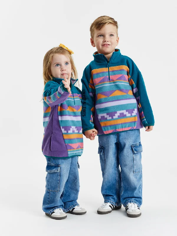 Kids Abelia Retro Pattern 1/4 Zip Fleece