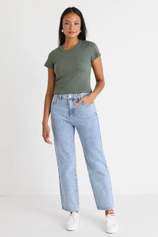 Lexie Vintage Blue High Waist Straight Leg Jean