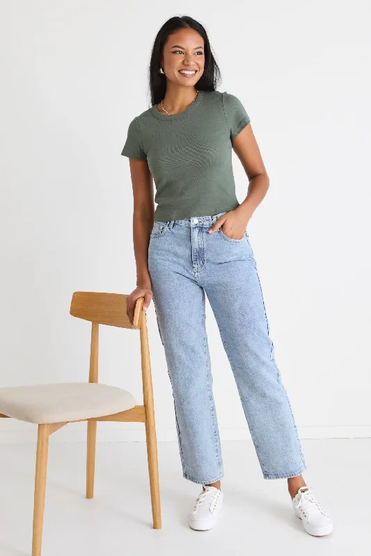 Lexie Vintage Blue High Waist Straight Leg Jean