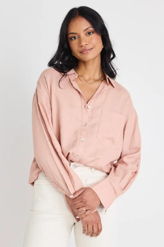 Optimum Caramel Linen Oversized Shirt