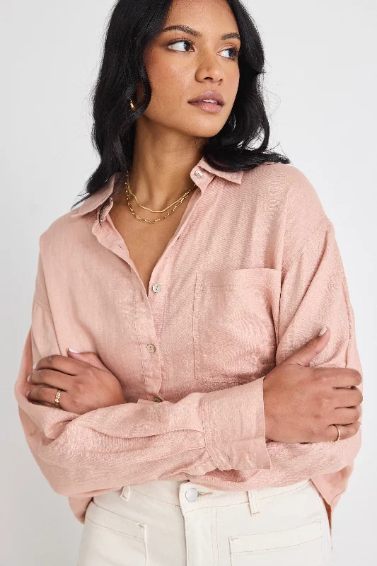 Optimum Caramel Linen Oversized Shirt