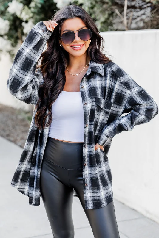 Refreshing Beauty Plaid Black/White Button Front Shirt FINAL SALE