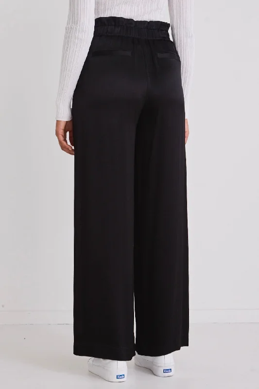 Revelry Black Viscose Satin Wideleg Pants