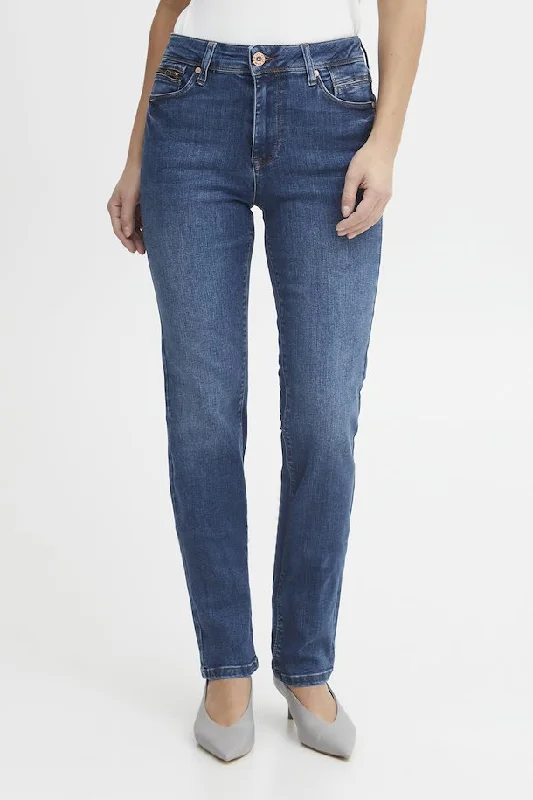 Sandra Emma Medium Blue High Waisted Straight Leg Jean