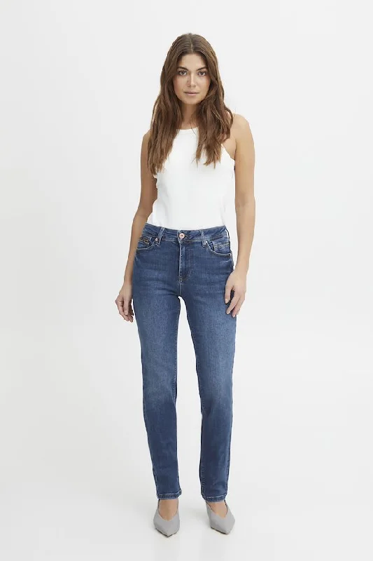 Sandra Emma Medium Blue High Waisted Straight Leg Jean