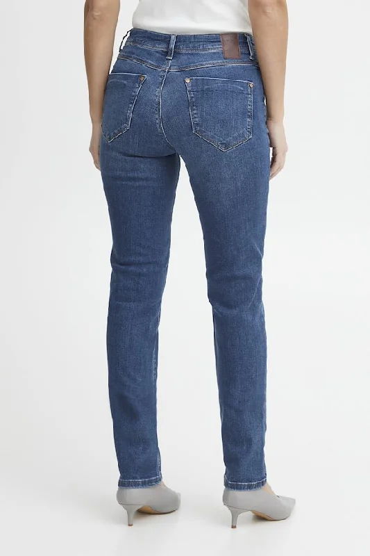 Sandra Emma Medium Blue High Waisted Straight Leg Jean