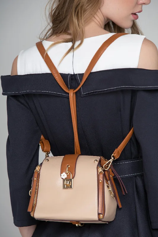 Tan Zip Trim Mini Trapeze Bag