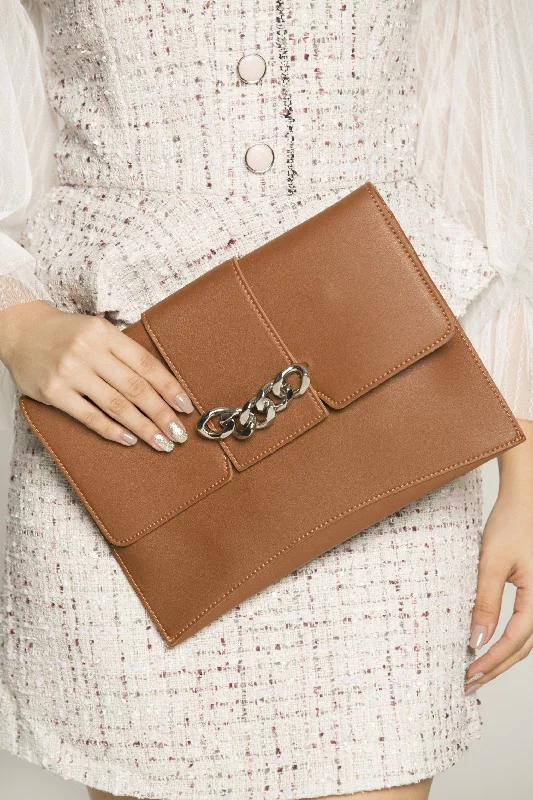 Tawny Brown Statement Wristlet Bag