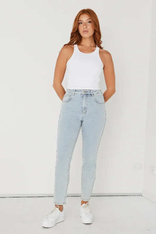 Tommy Acid Wash High Waist Straight Leg Jean