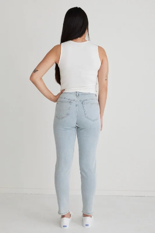 Tommy Acid Wash High Waist Straight Leg Jean