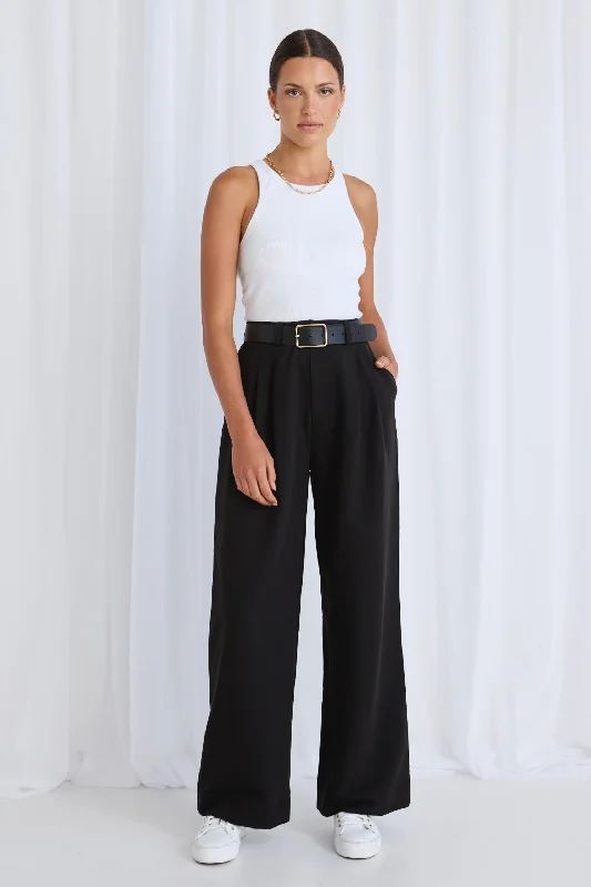 Vice Black Pleat Front Manstyle Wide Leg Pant