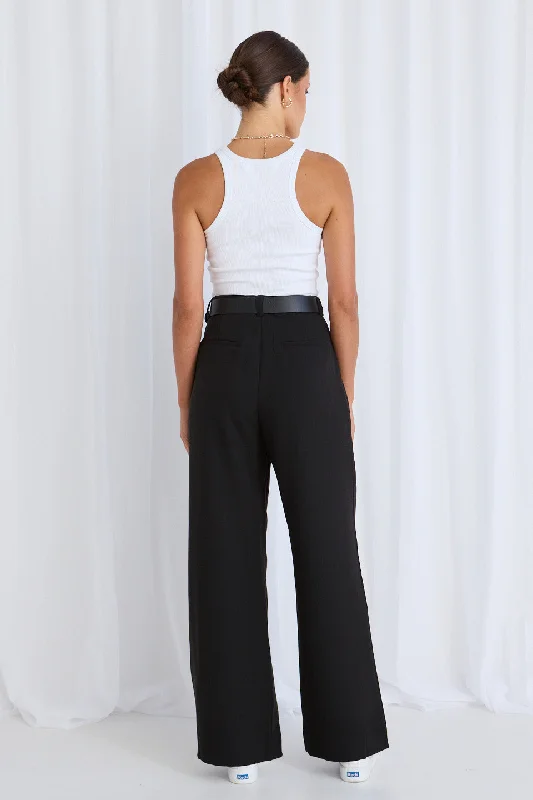 Vice Black Pleat Front Manstyle Wide Leg Pant