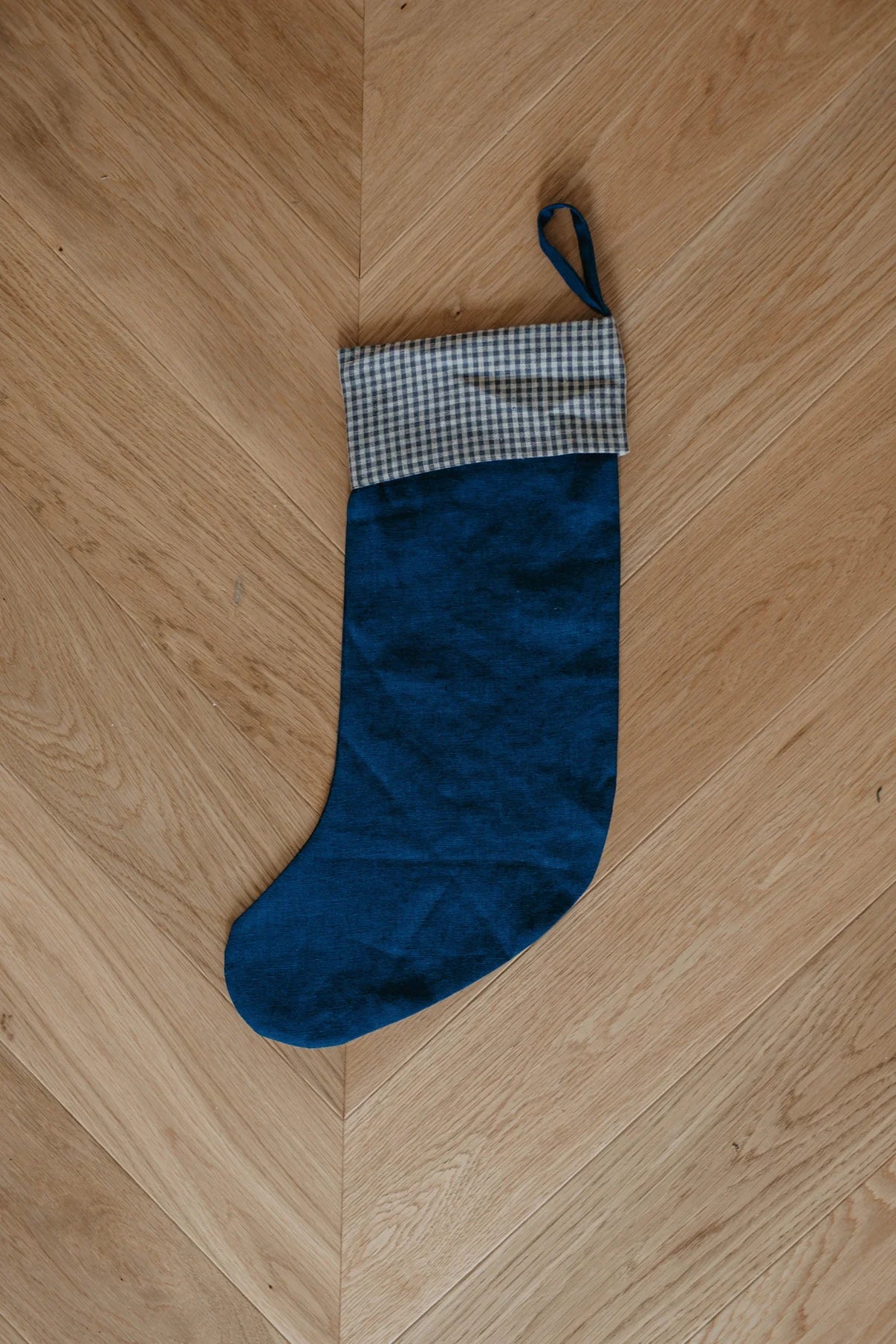 Checks & Stripes Linen Christmas Stocking | Multiple Colours