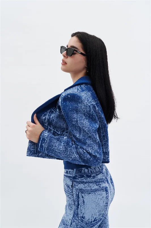 NUDI FAKE DENIM CROPPED JACKET