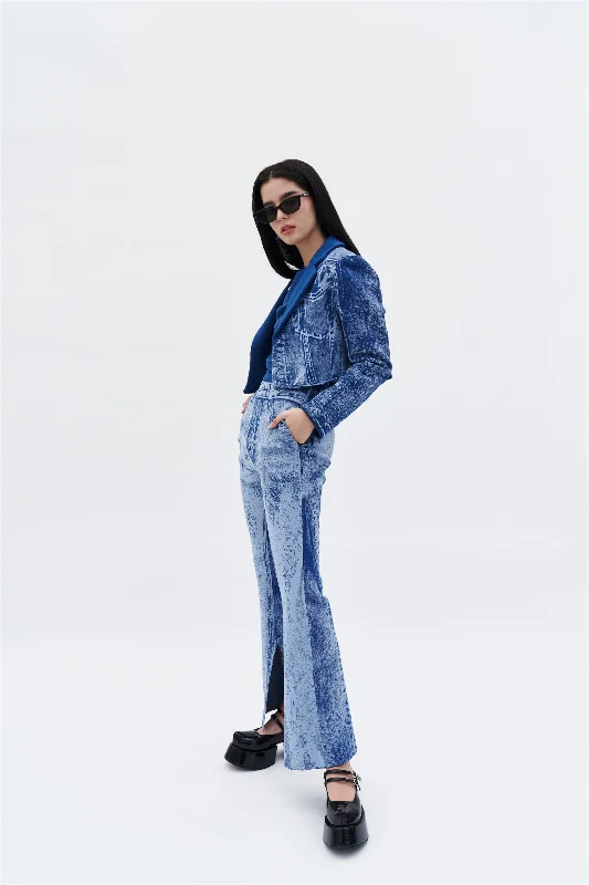 NUDI FAKE DENIM CROPPED JACKET