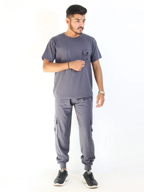 SN Men's Track Suit Pocket Plain Grey