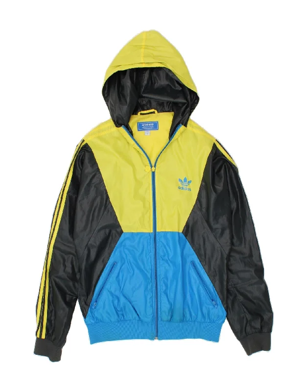 Men's Coats with Modern CutsADIDAS Mens Hooded Rain Jacket UK 38 Medium Multicoloured Colourblock